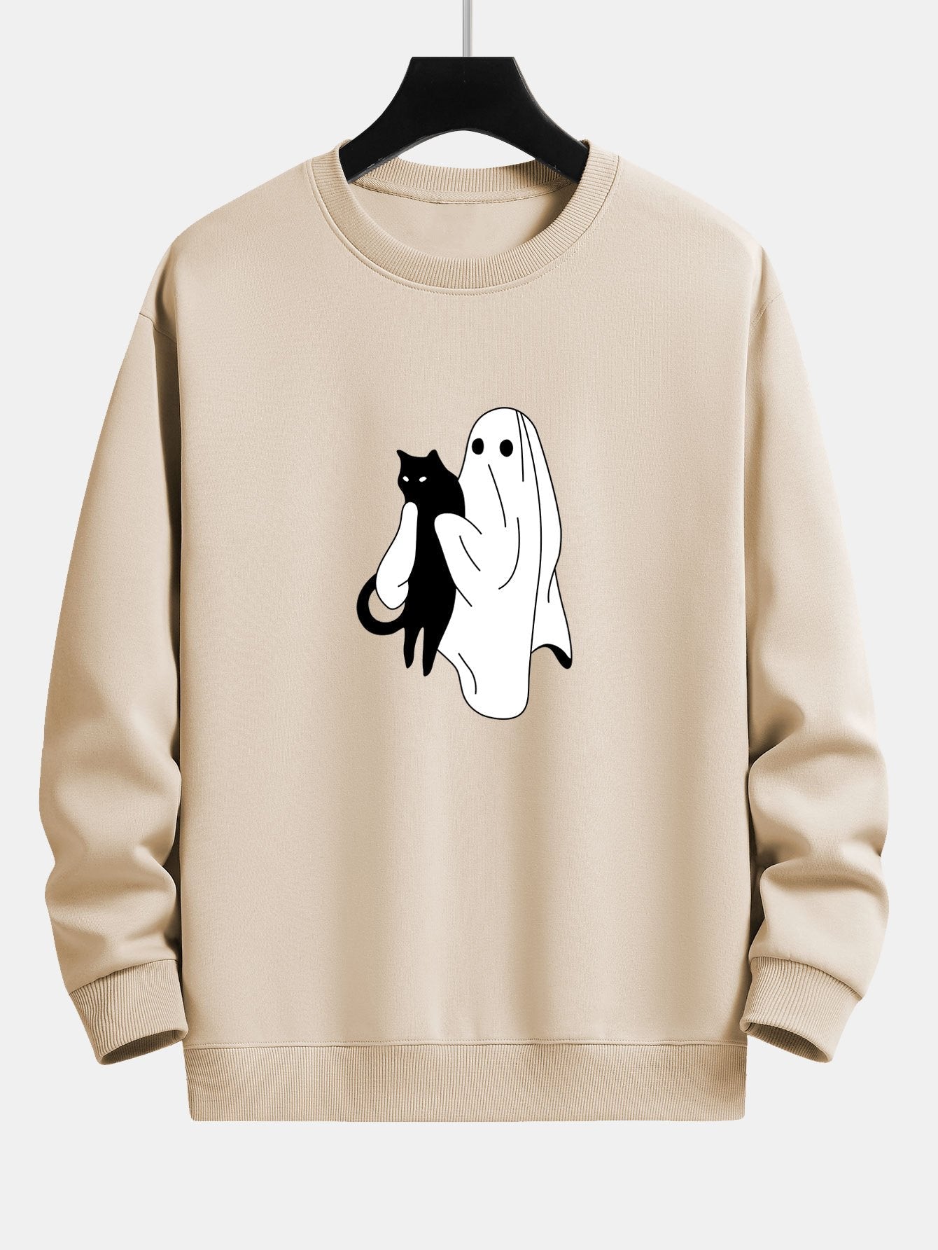 Ghost Black Cat Print Relax Fit Sweatshirt