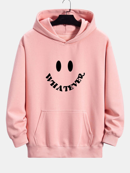 Smiley Face Slogan Print Relax Fit Hoodie