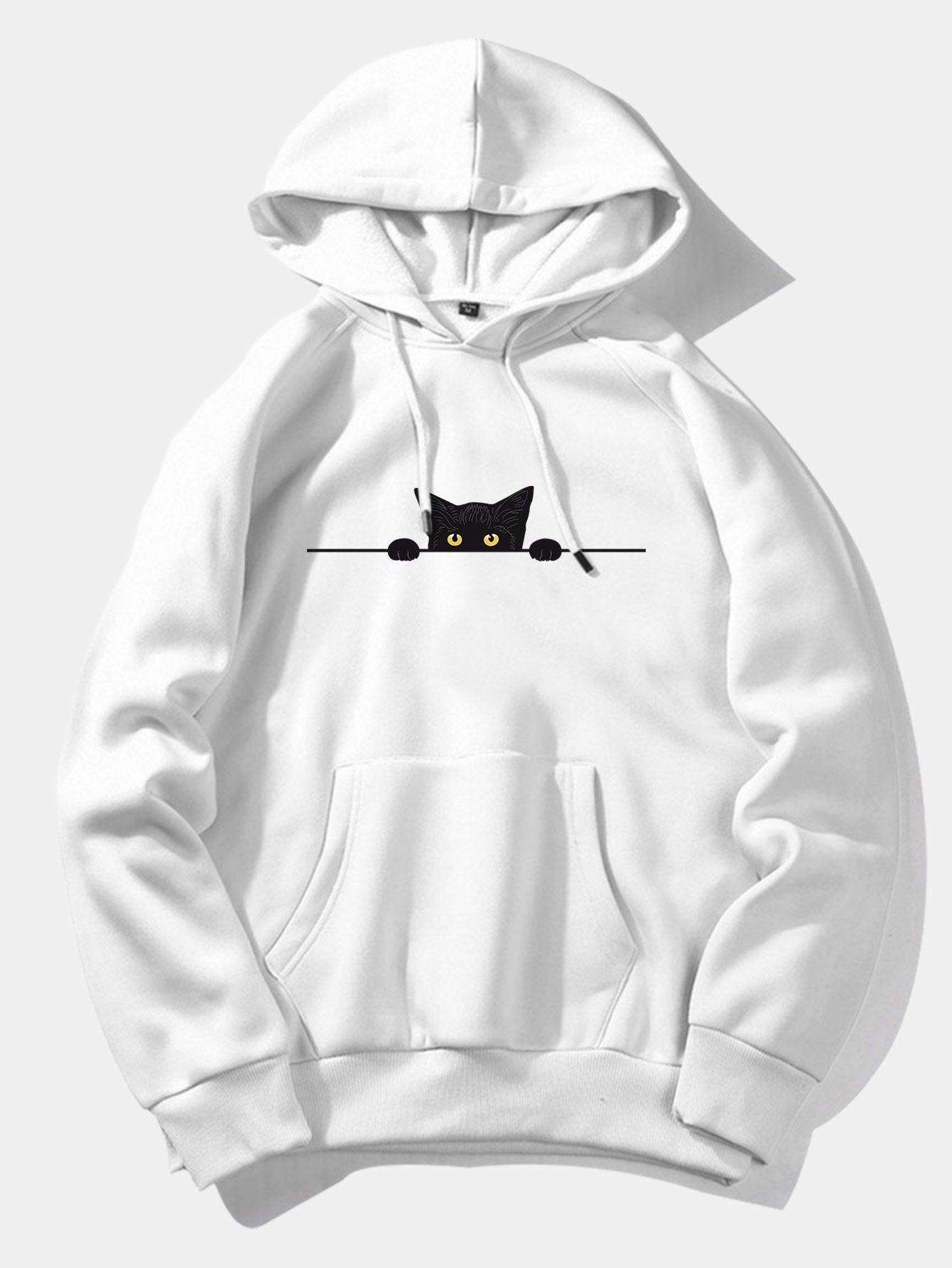 Black Cat Print Hoodie