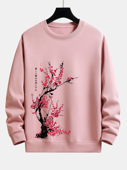 Plum Blossom Slogan Print Relax Fit Sweatshirt