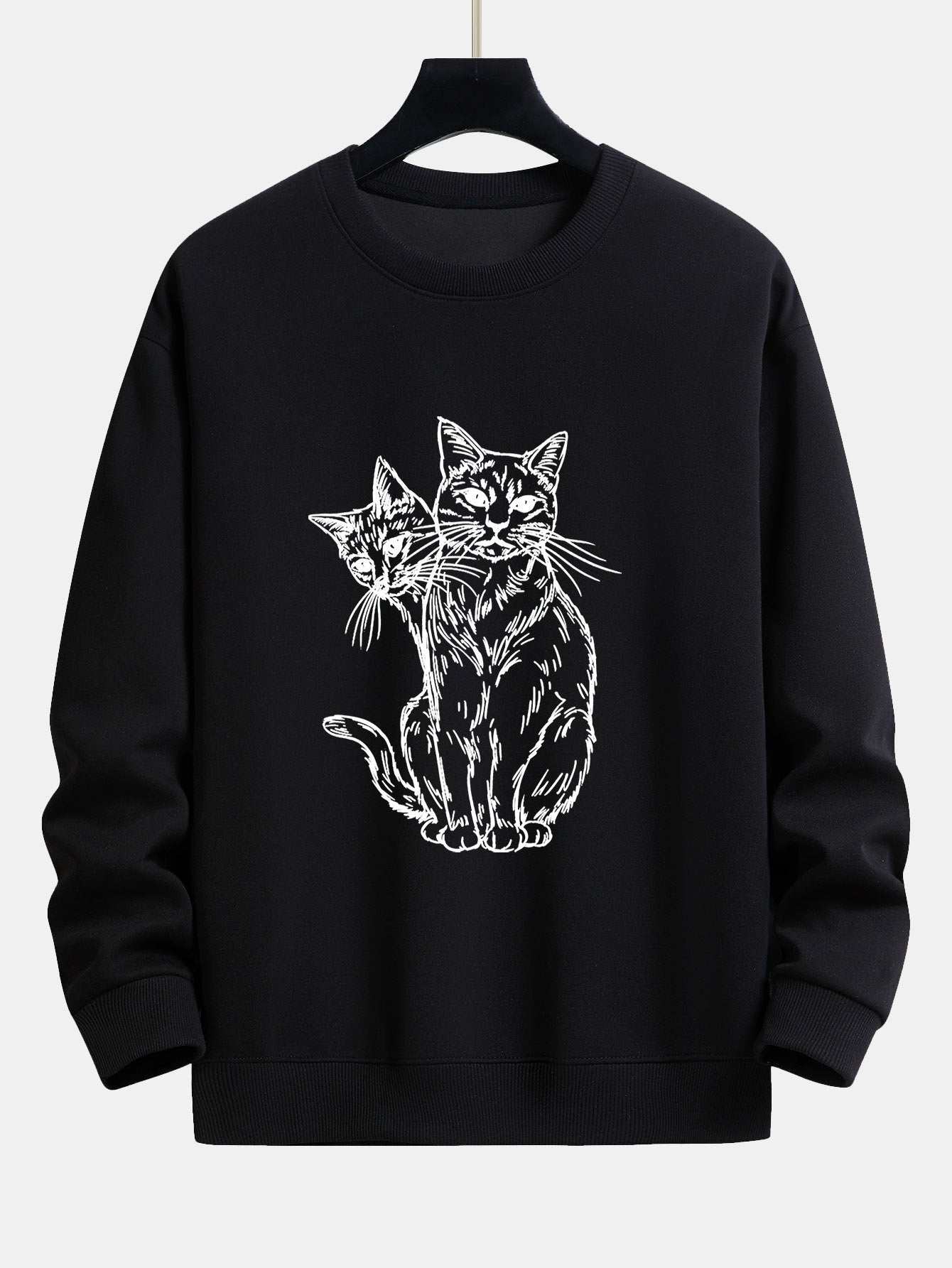 Two Cats Print Relax Fit Sweatshirt