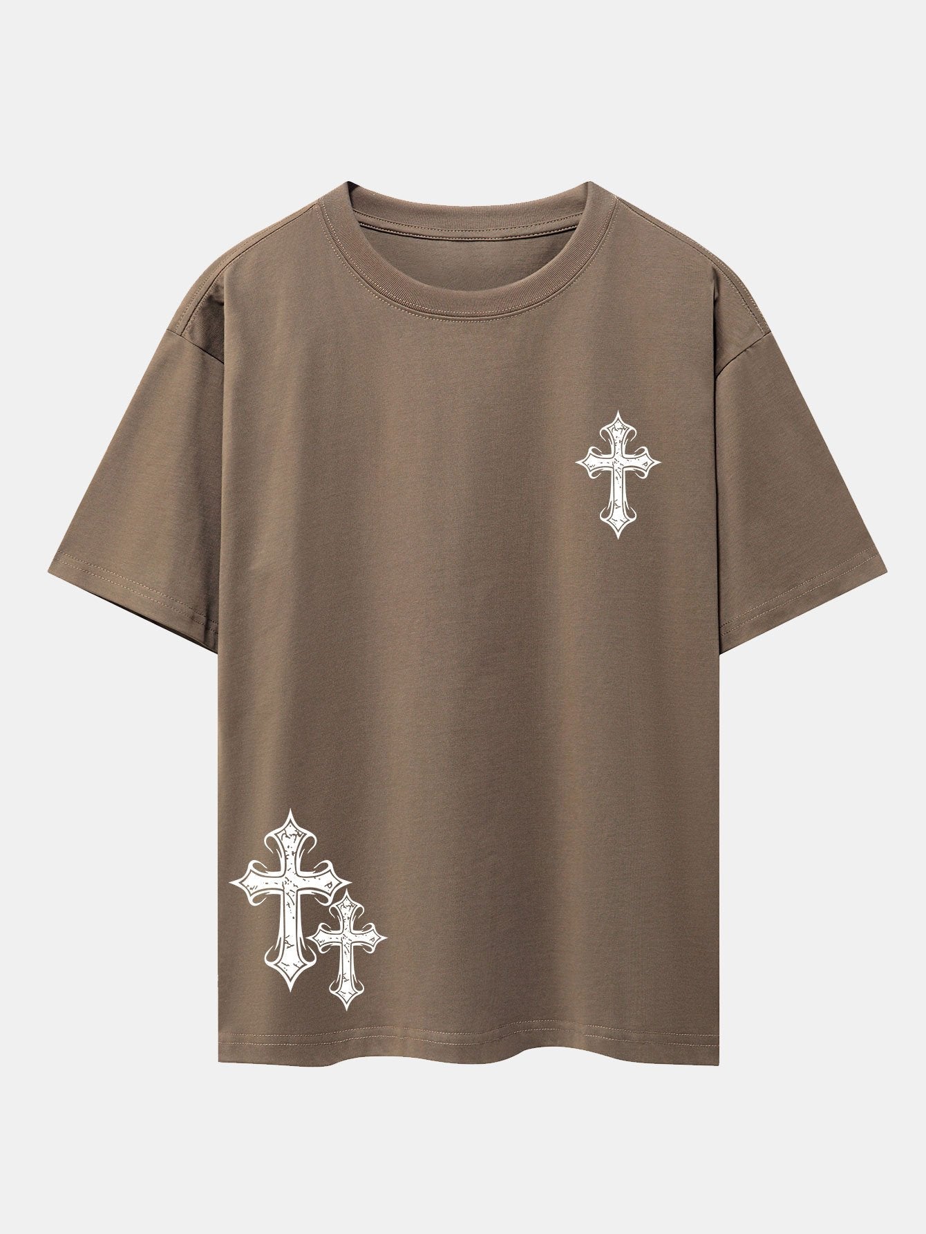 Cross Print Drop Shoulder Oversize T-Shirt