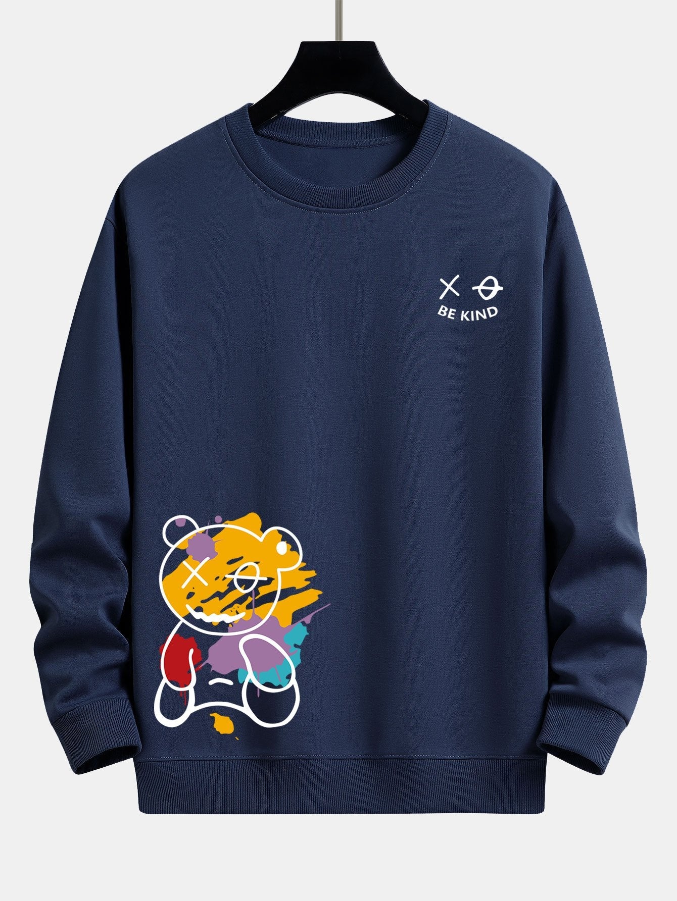 Graffiti Bear Print Relax Fit Sweatshirt & Jogging Pants