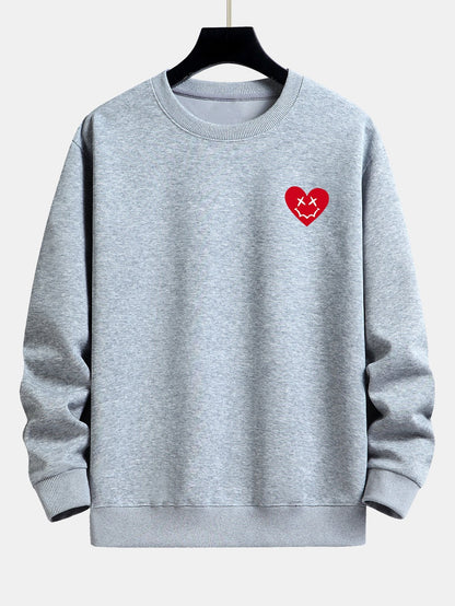 Heart Shaped Smiley Face Print Relax Fit Sweatshirt