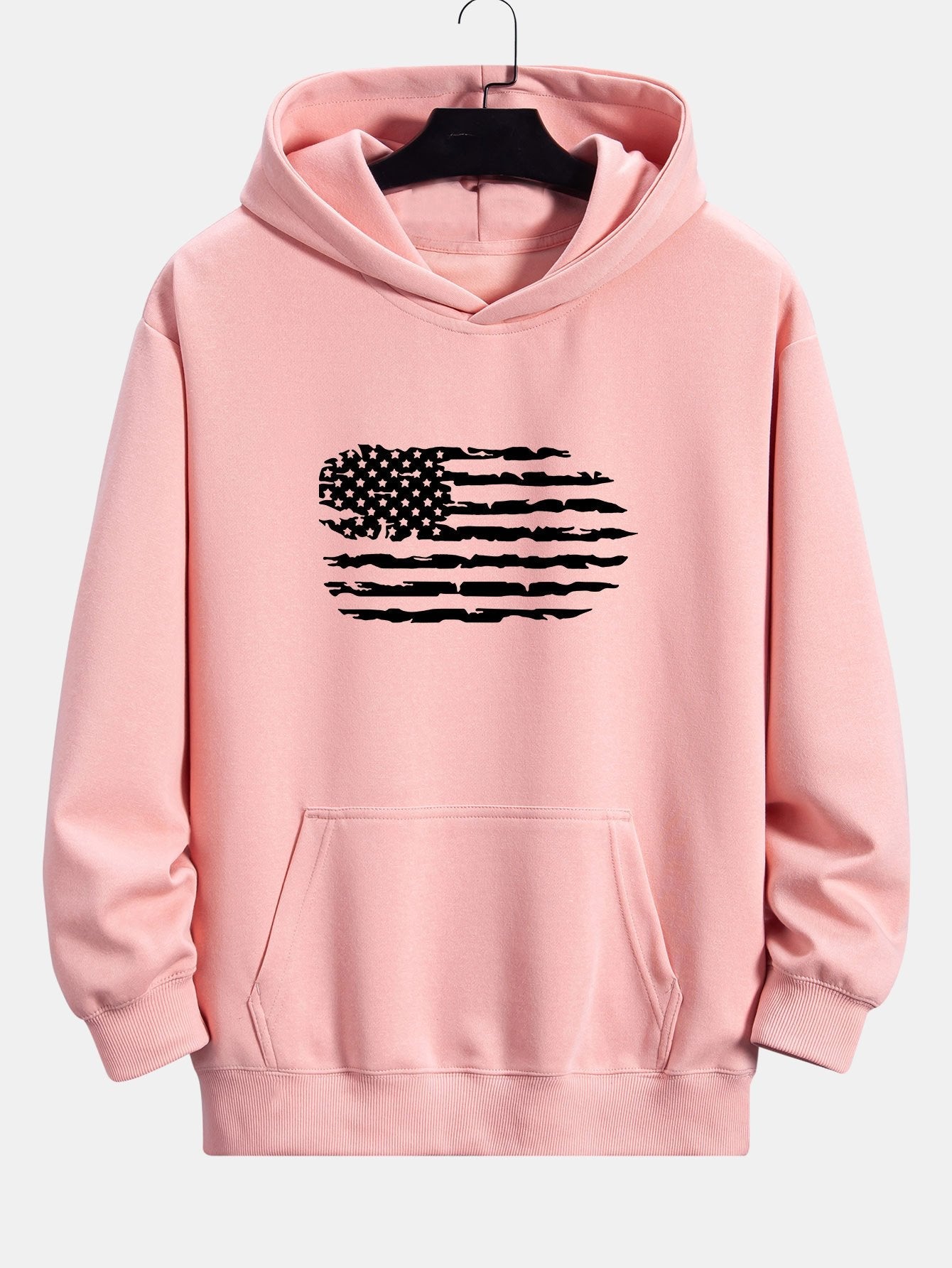 American Flag Print Relax Fit Hoodie