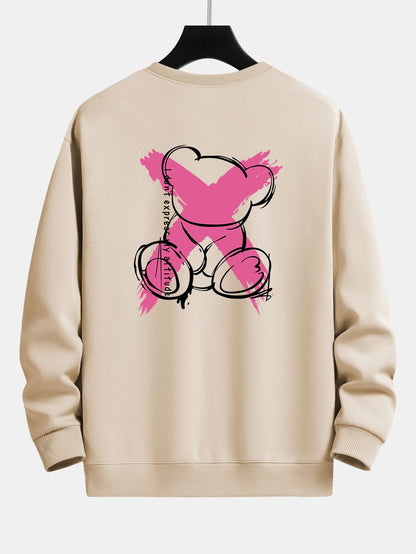 Graffiti Bear Print Relax Fit Sweatshirt