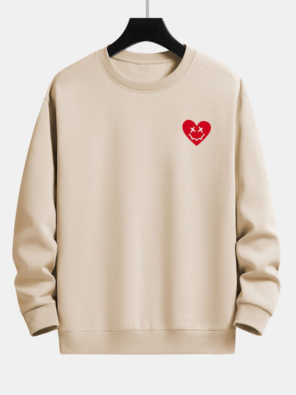 Heart Shaped Smiley Face Print Relax Fit Sweatshirt