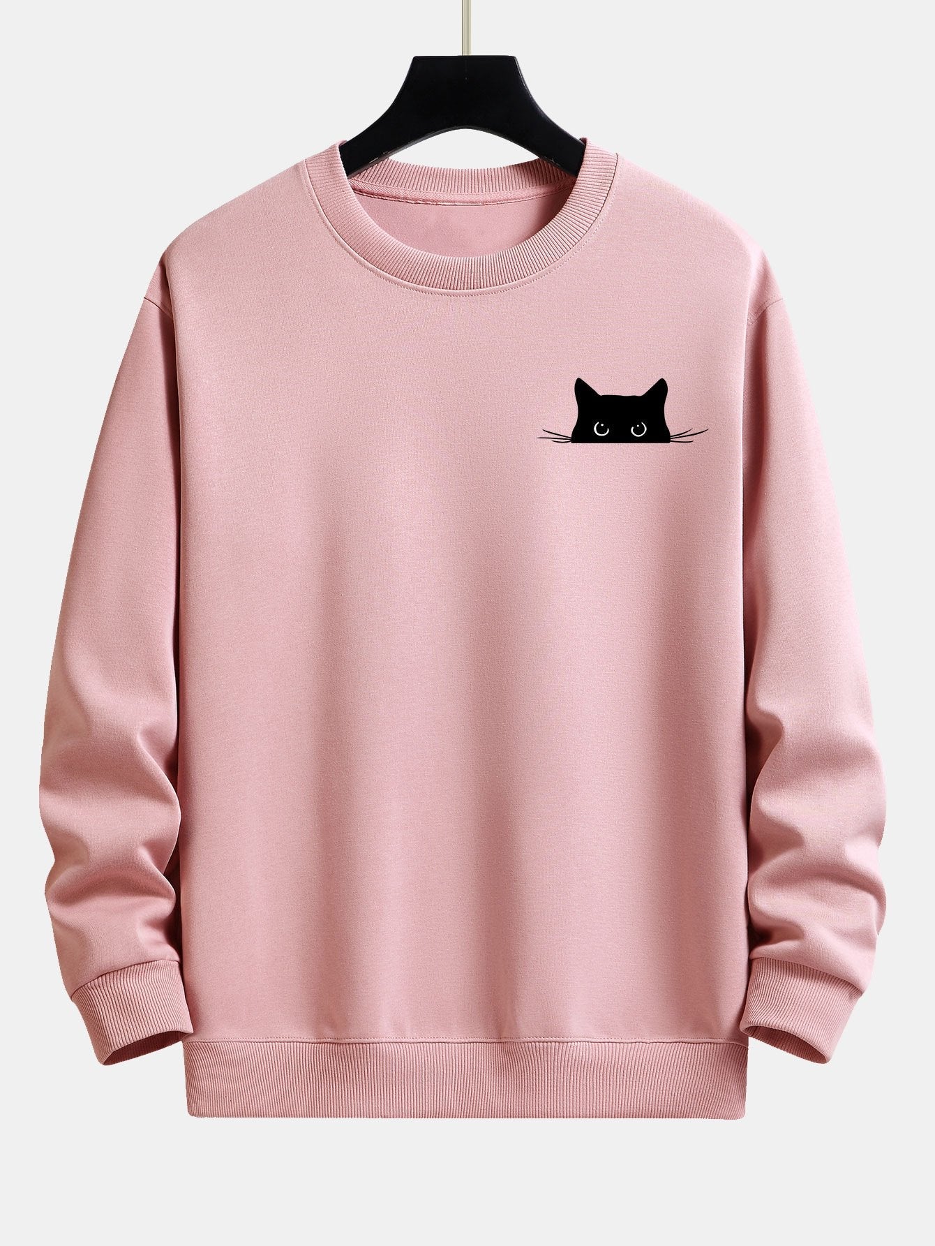 Black Cat Print Relax Fit Sweatshirt