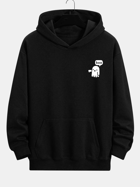 Boo Ghost Print Relax Fit Hoodie