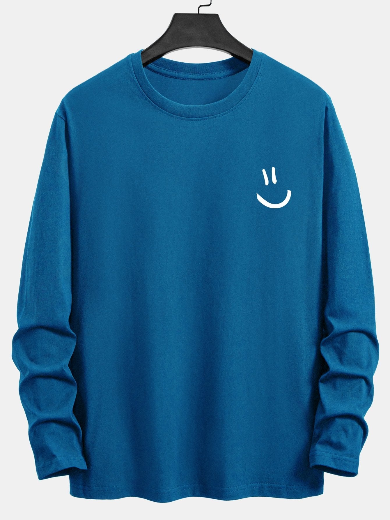 Long Sleeve Smiley Face Print Cotton T-Shirt