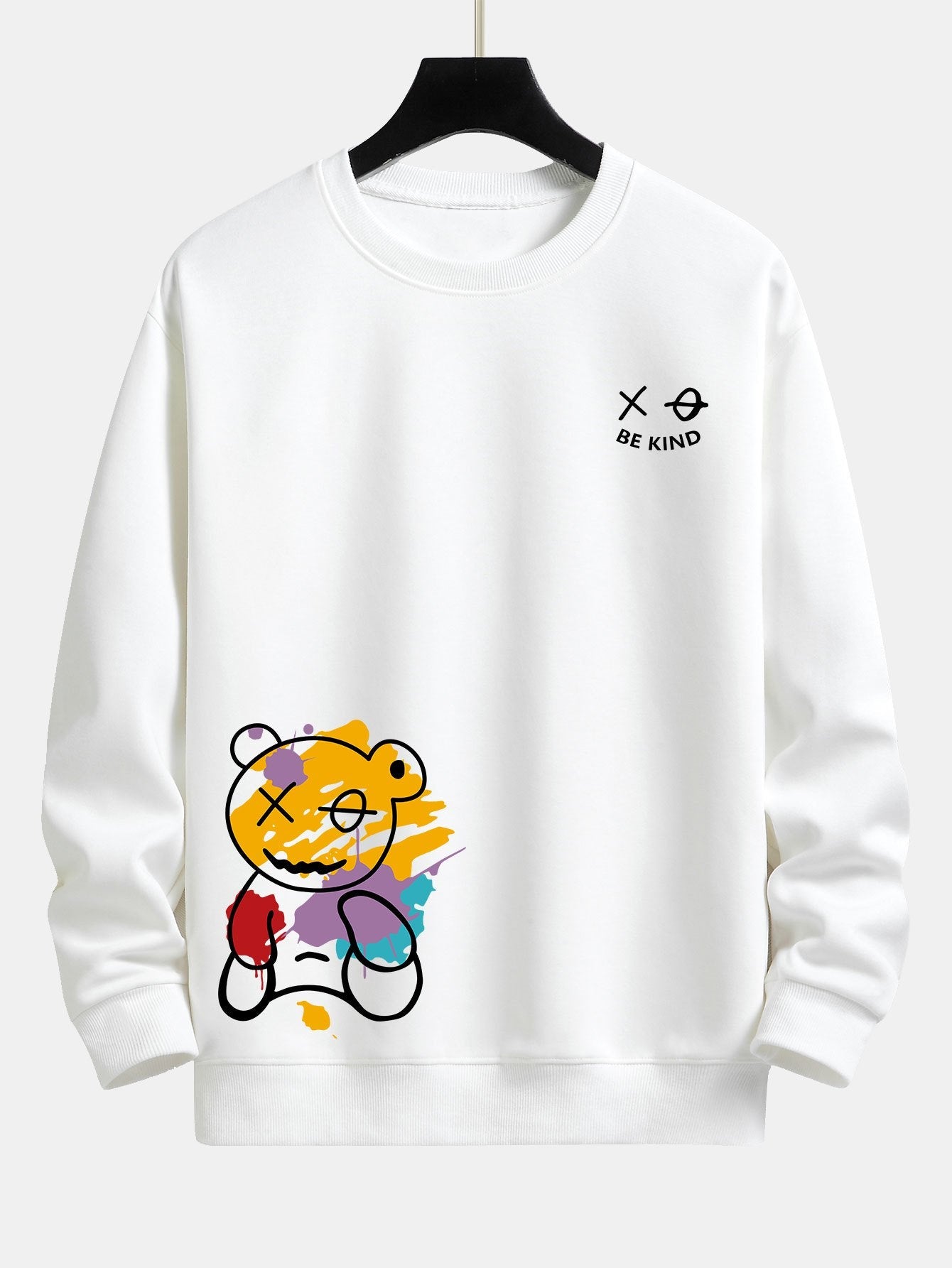 Graffiti Bear Print Relax Fit Sweatshirt & Jogging Pants