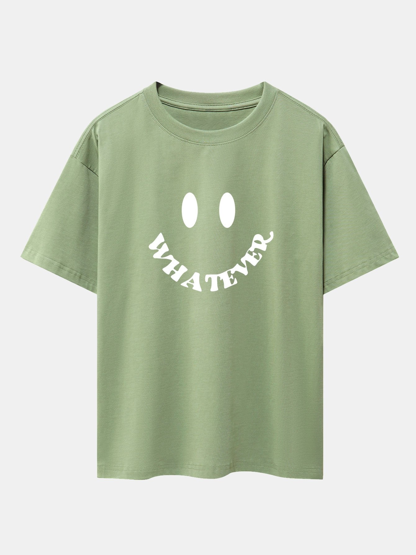 Smiley Face Slogan Print Drop Shoulder Oversize T-Shirt