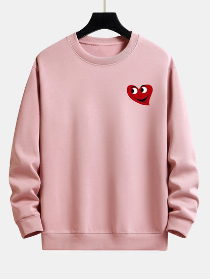 Heart Shaped Smiley Face Print Relax Fit Sweatshirt