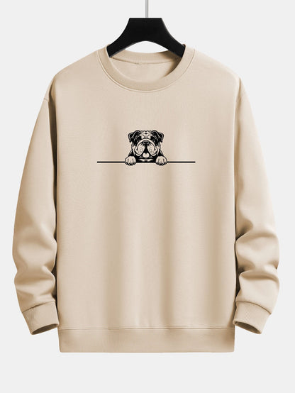 Peeking Bulldog Dog Print Relax Fit Sweatshirt