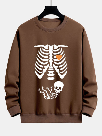 Funny Skeleton Baby Print Relax Fit Sweatshirt