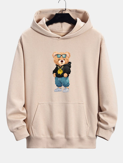 Hip Hop Bear Print Relax Fit Hoodie