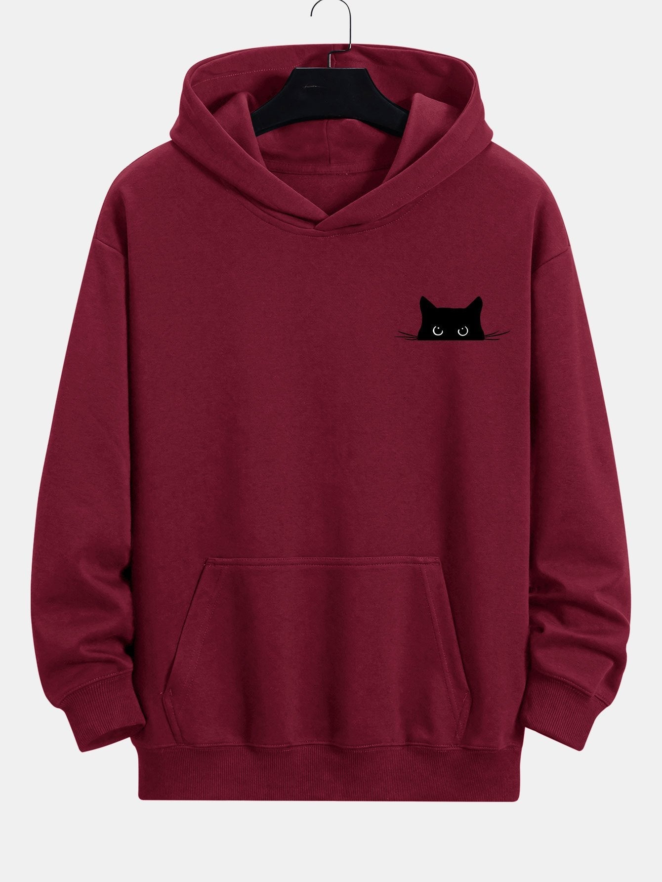 Black Cat Print Relax Fit Hoodie