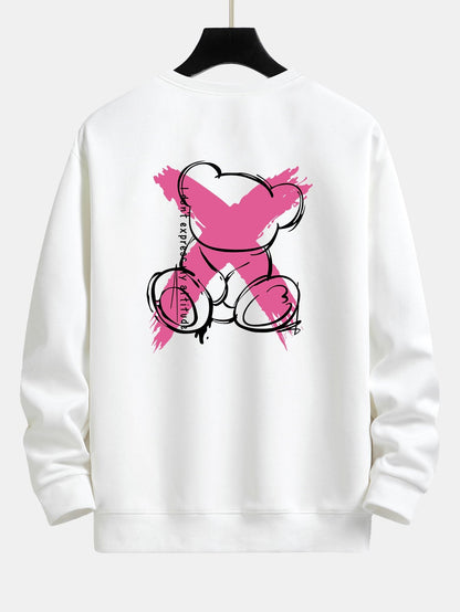 Graffiti Bear Print Relax Fit Sweatshirt