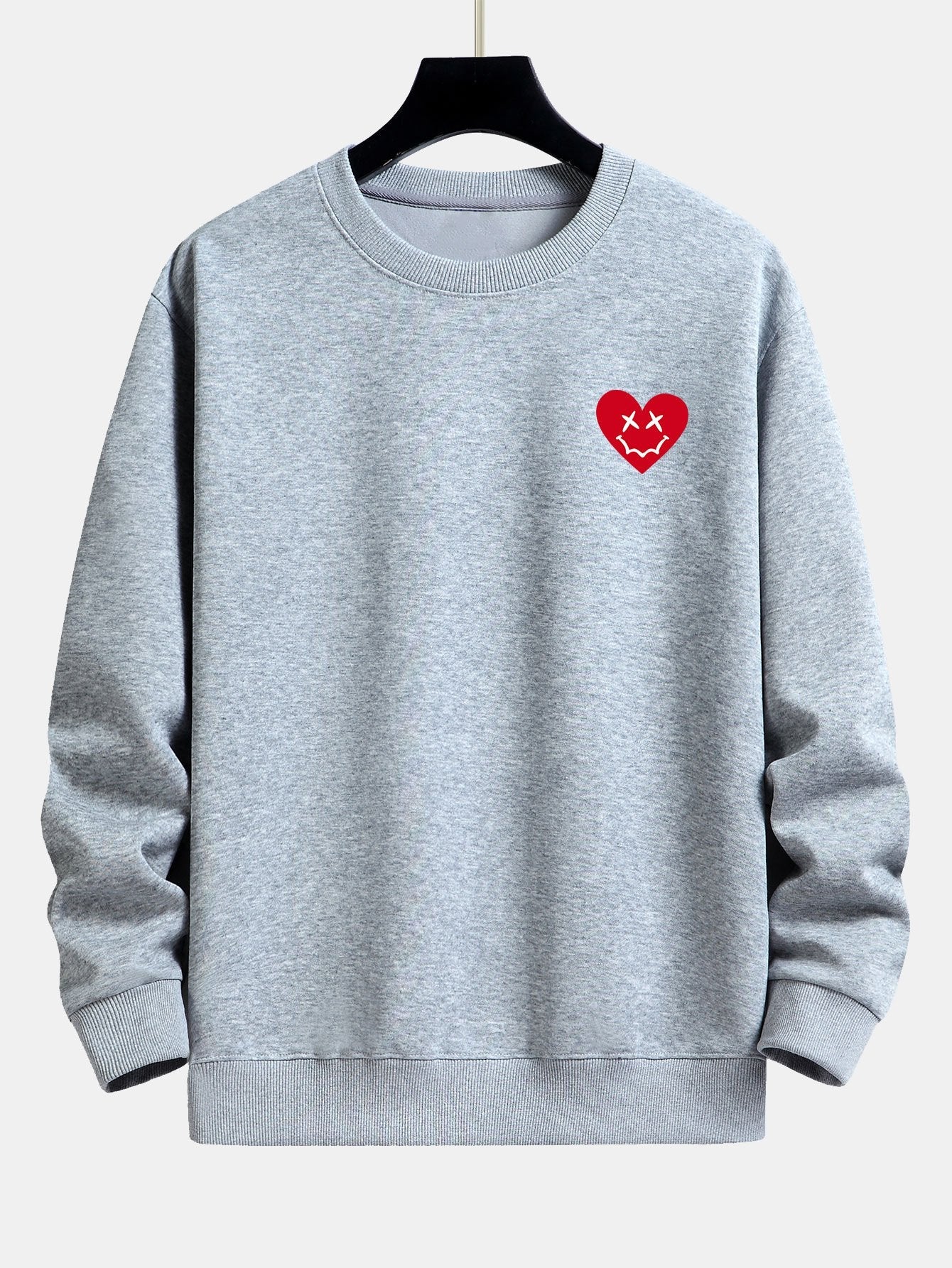 Heart Shaped Smiley Face Print Relax Fit Sweatshirt