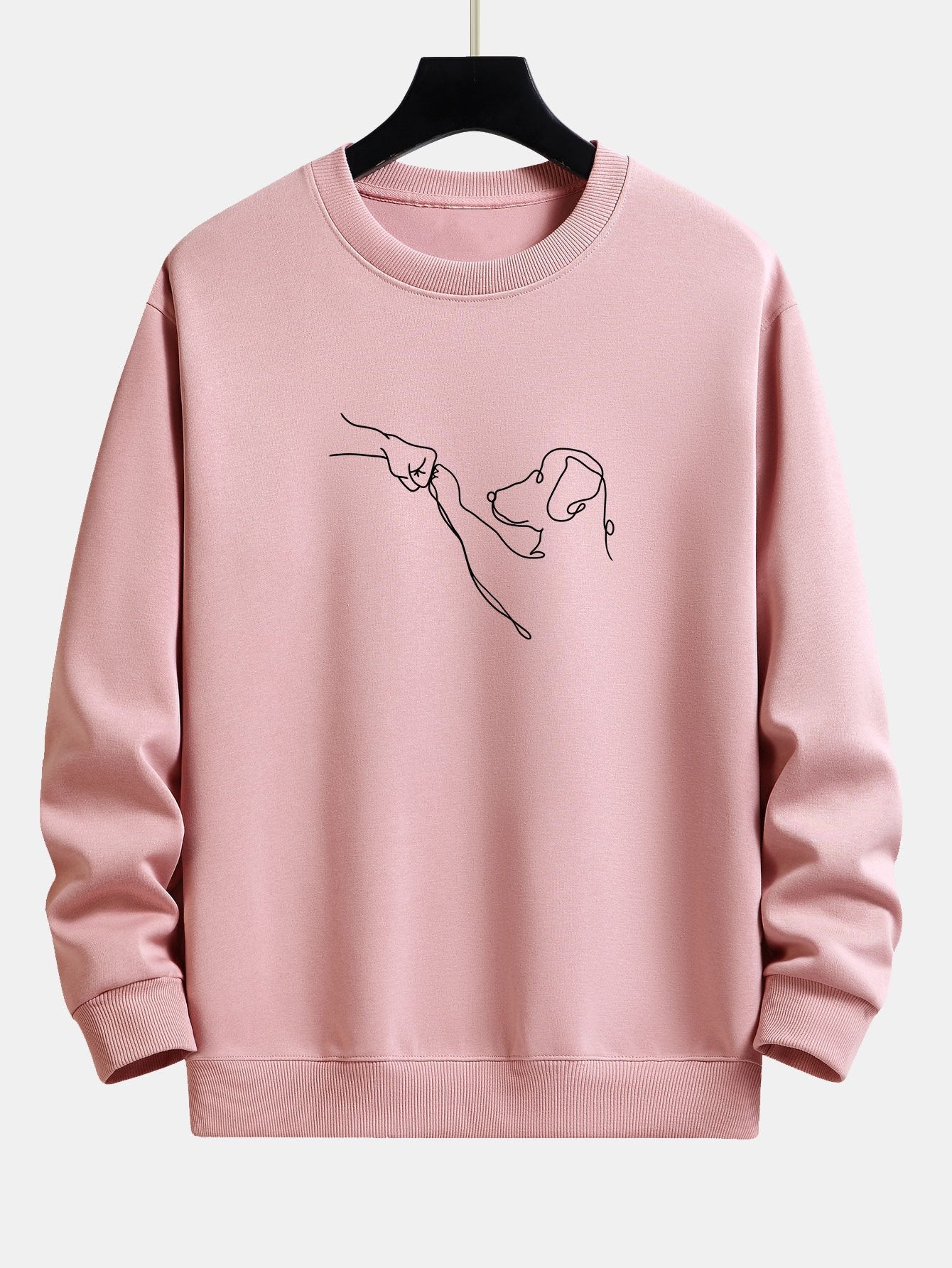 Dog Line Drawing Print Relax Fit Sweatshirt