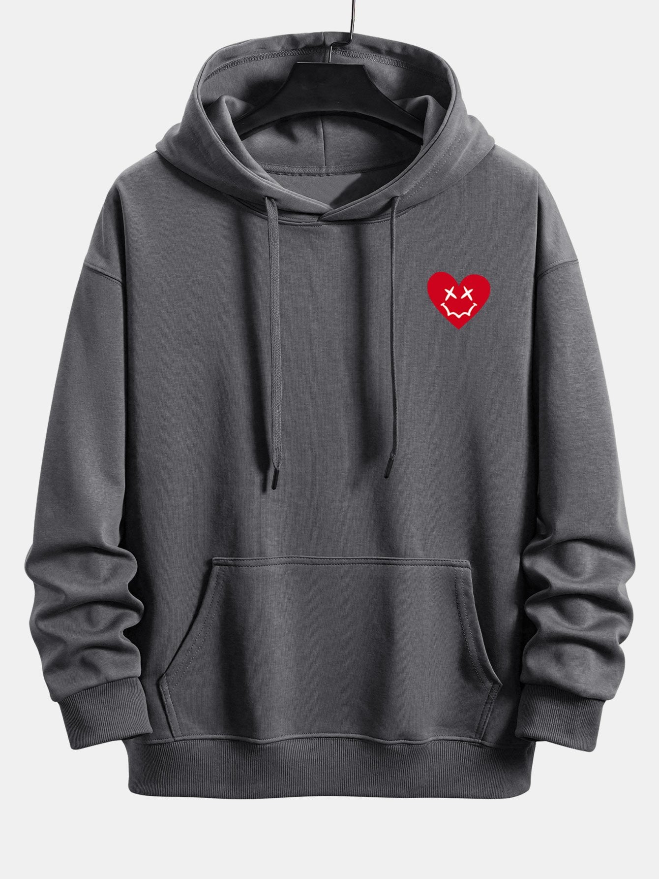 Heart Shaped Smiley Face Print Relax Fit Hoodie