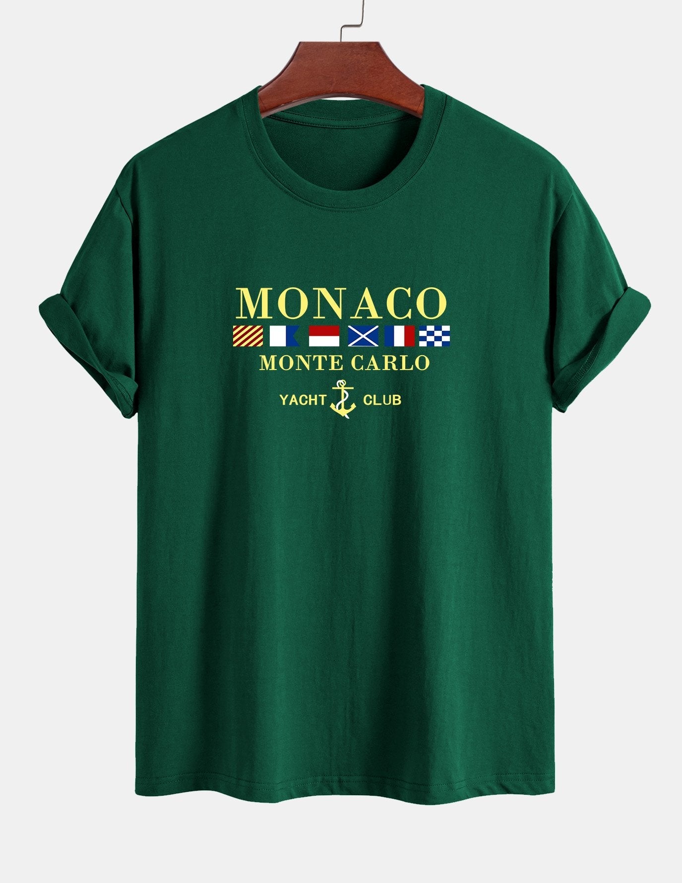 Regular Fit Monaco Slogan Print Cotton T-Shirt