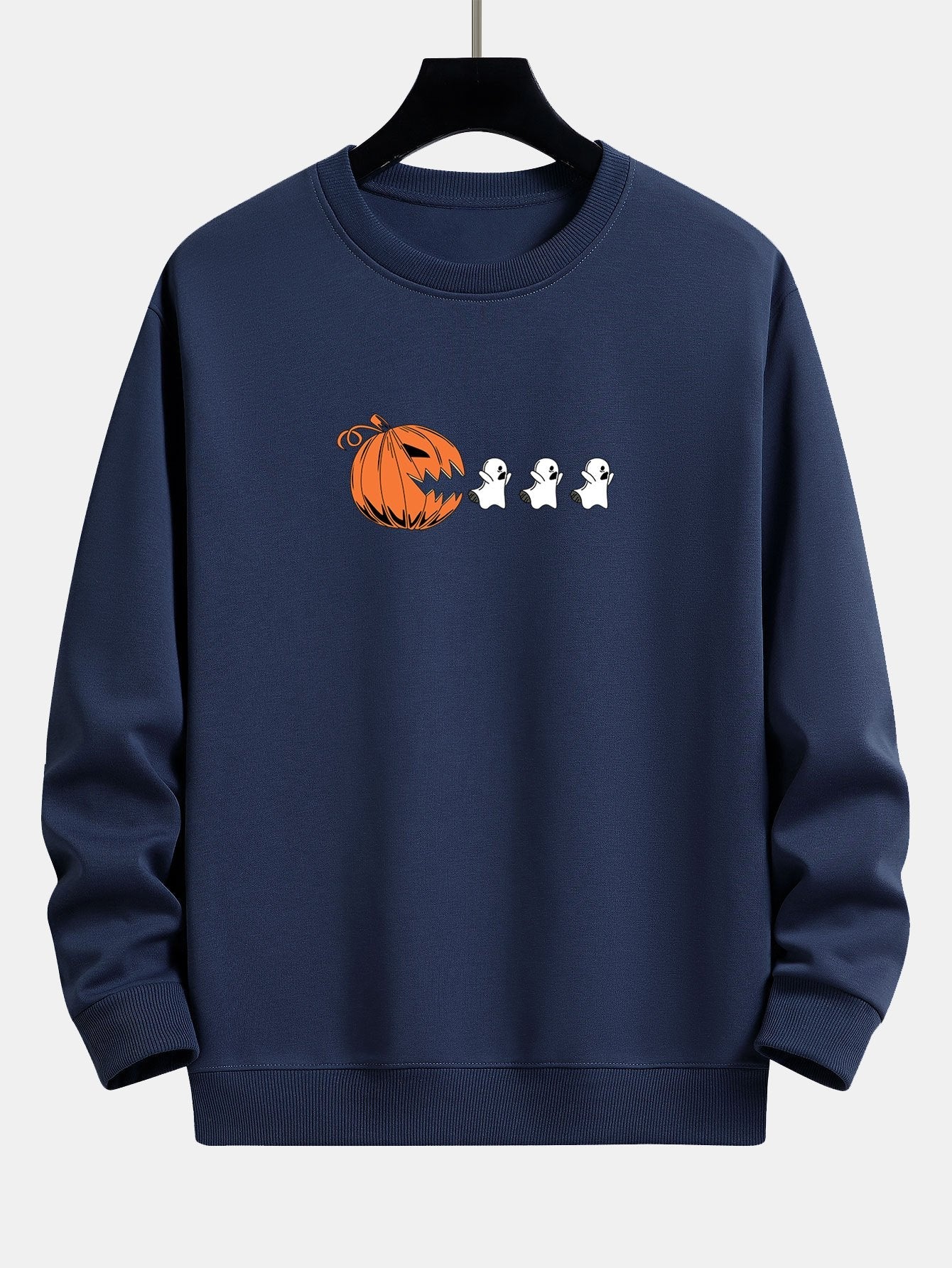 Pumpkin Chasing Ghosts Print Relax Fit Sweatshirt