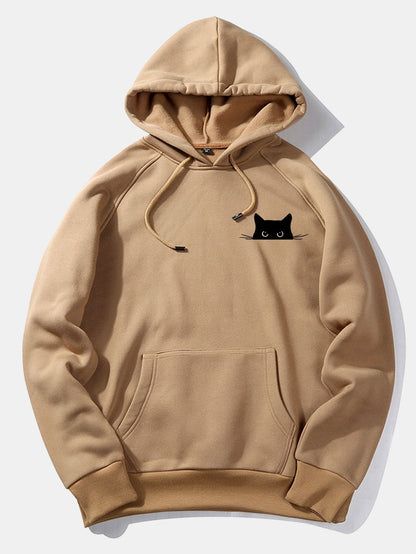 Black Cat Print Hoodie