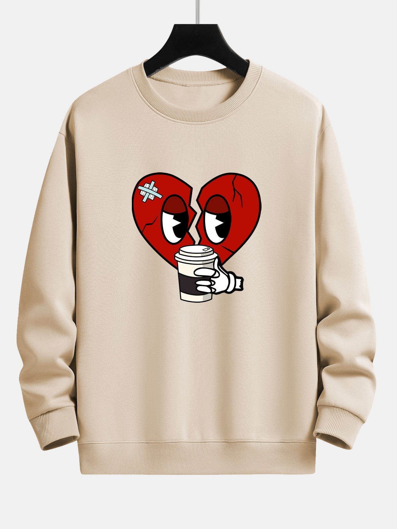 Drinking Coffee With A Broken Heart Print Relax Fit Sweatshirt