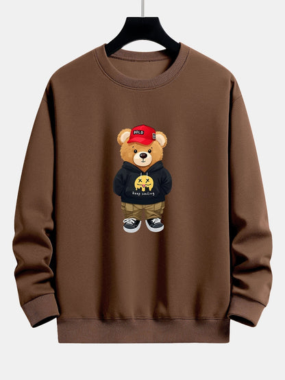 Streetwear  Bear Print Relax Fit Sweatshirt