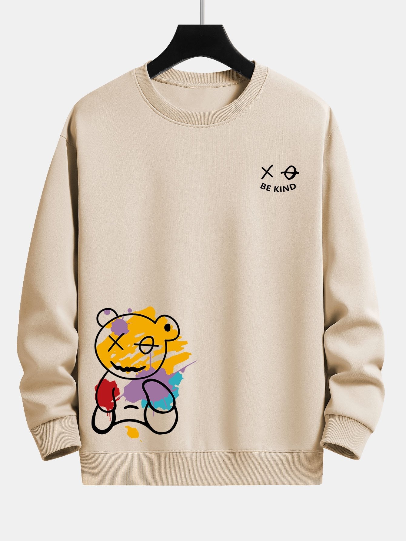 Graffiti Bear Print Relax Fit Sweatshirt & Jogging Pants