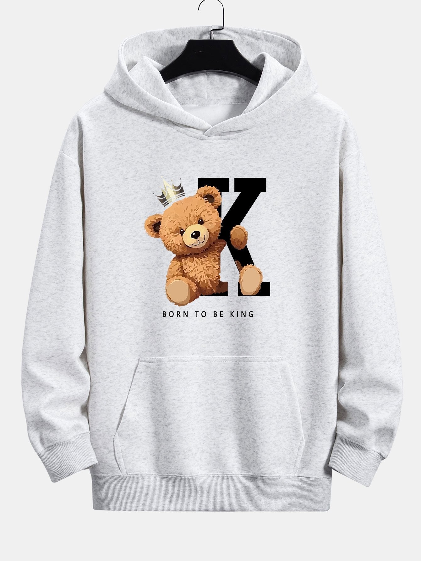 Crown King Bear Print Relax Fit Hoodie