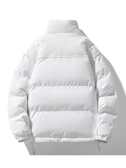 Corduroy Panel Puffer Coat