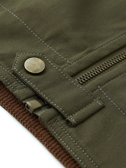 Corduroy Collar Zip Up Jacket