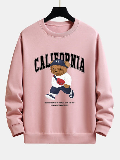 California Fashion Bear Print Relax Fit Sweatshirt