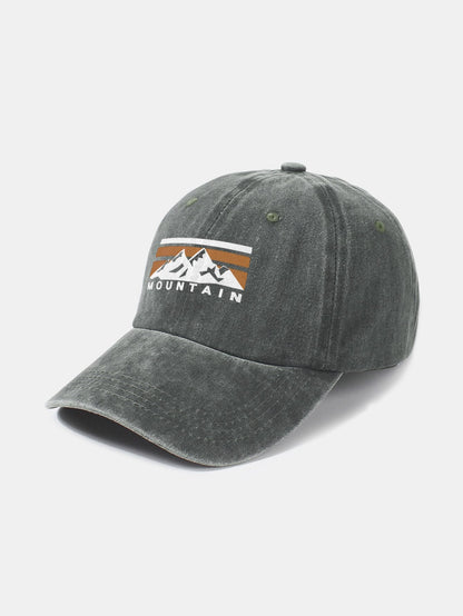 Mountains Pattern Classic Retro Washed Distressed Cotton Baseball Cap