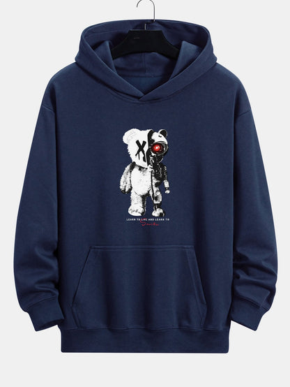 Robot Bear Print Relax Fit Hoodie