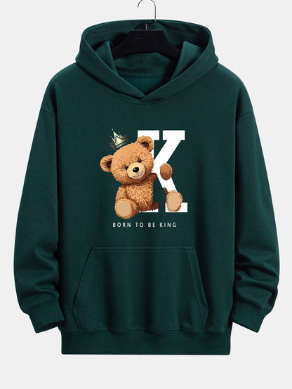 Crown King Bear Print Relax Fit Hoodie