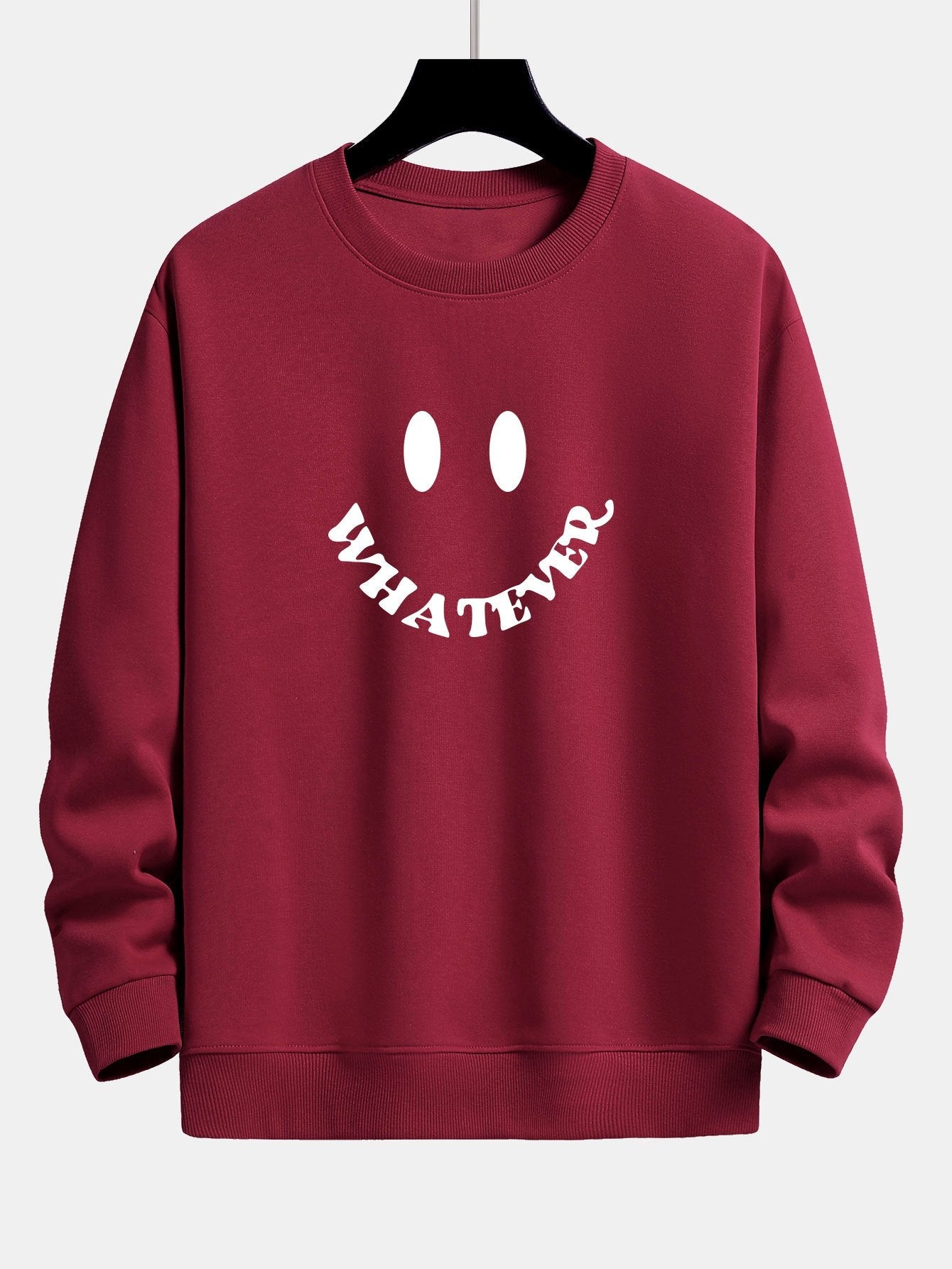 Smiley Face Slogan Print Relax Fit Sweatshirt