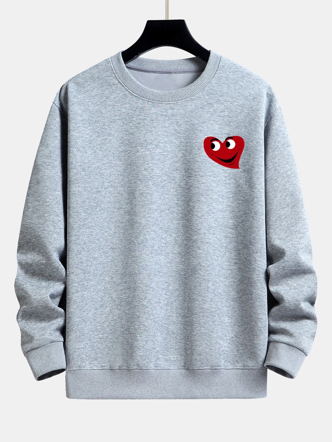 Heart Shaped Smiley Face Print Relax Fit Sweatshirt