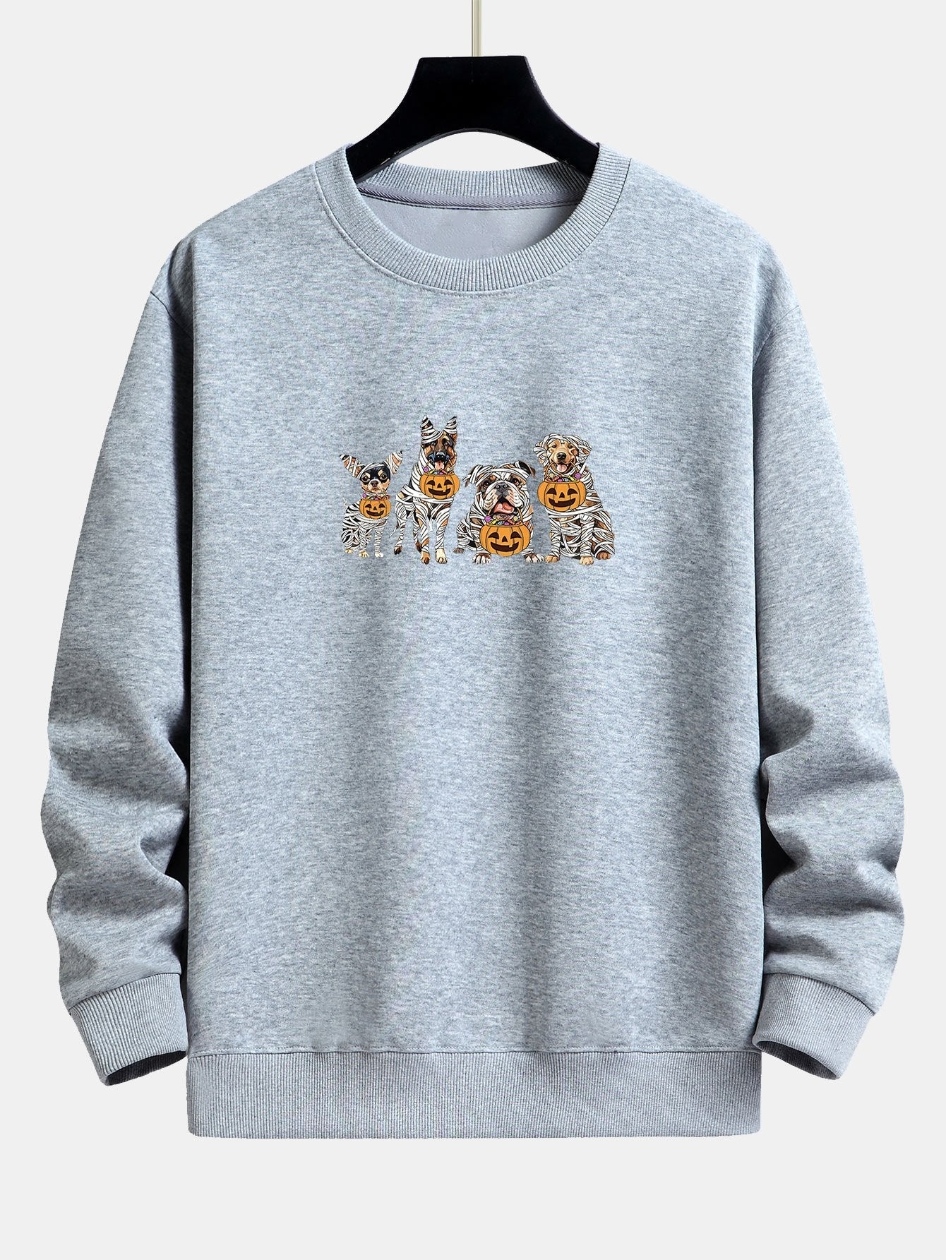 Halloween Bandage Mummy Dogs Print Relax Fit Sweatshirt