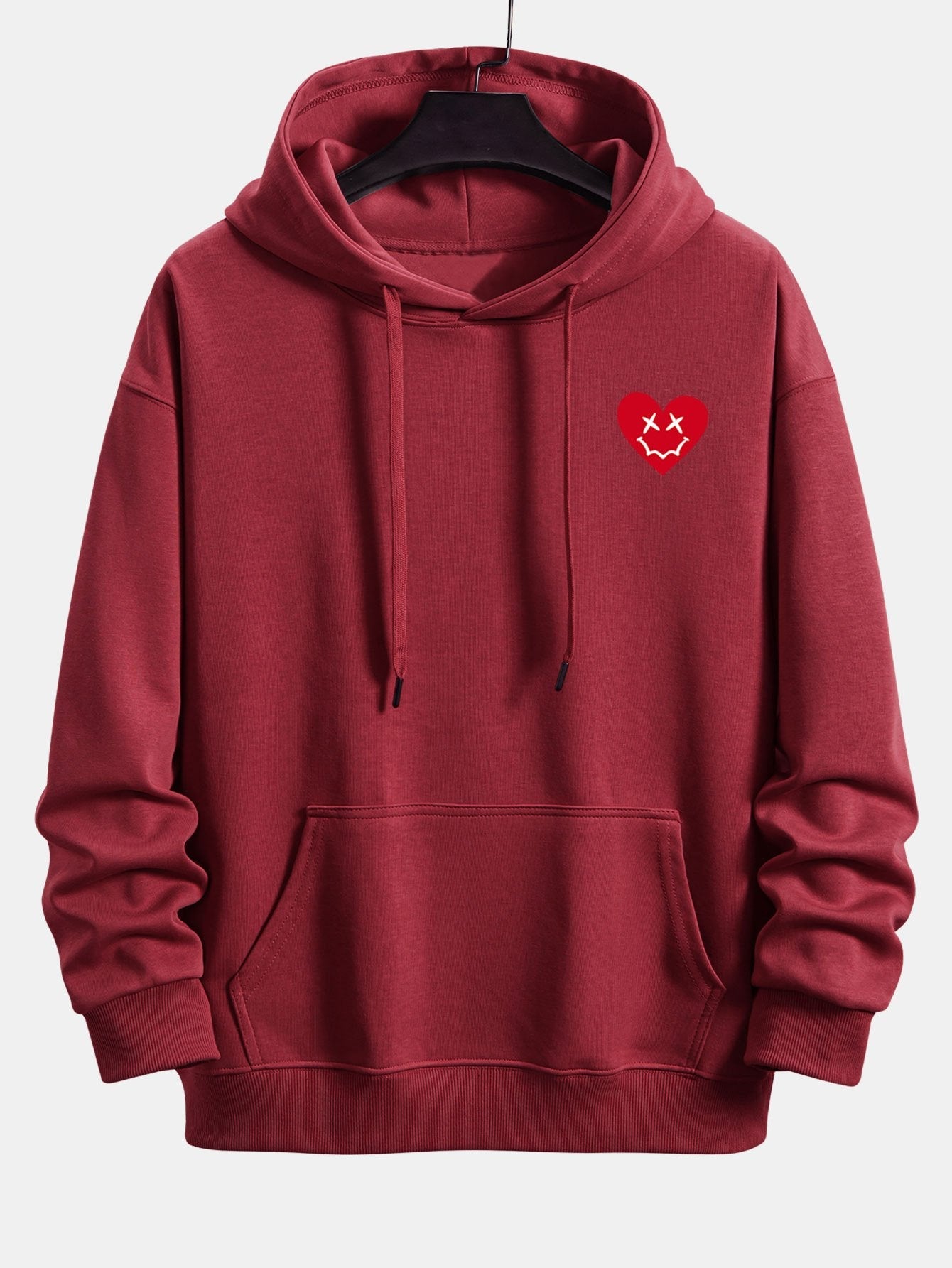 Heart Shaped Smiley Face Print Relax Fit Hoodie