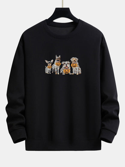 Halloween Bandage Mummy Dogs Print Relax Fit Sweatshirt