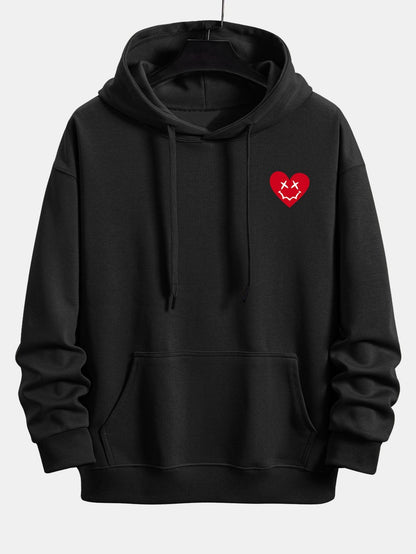 Heart Shaped Smiley Face Print Relax Fit Hoodie