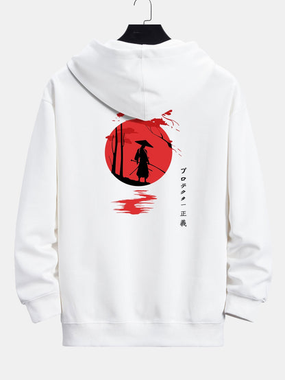 Slogan Samurai Back Print Relax Fit Hoodie