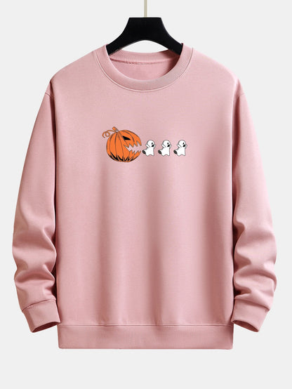 Pumpkin Chasing Ghosts Print Relax Fit Sweatshirt