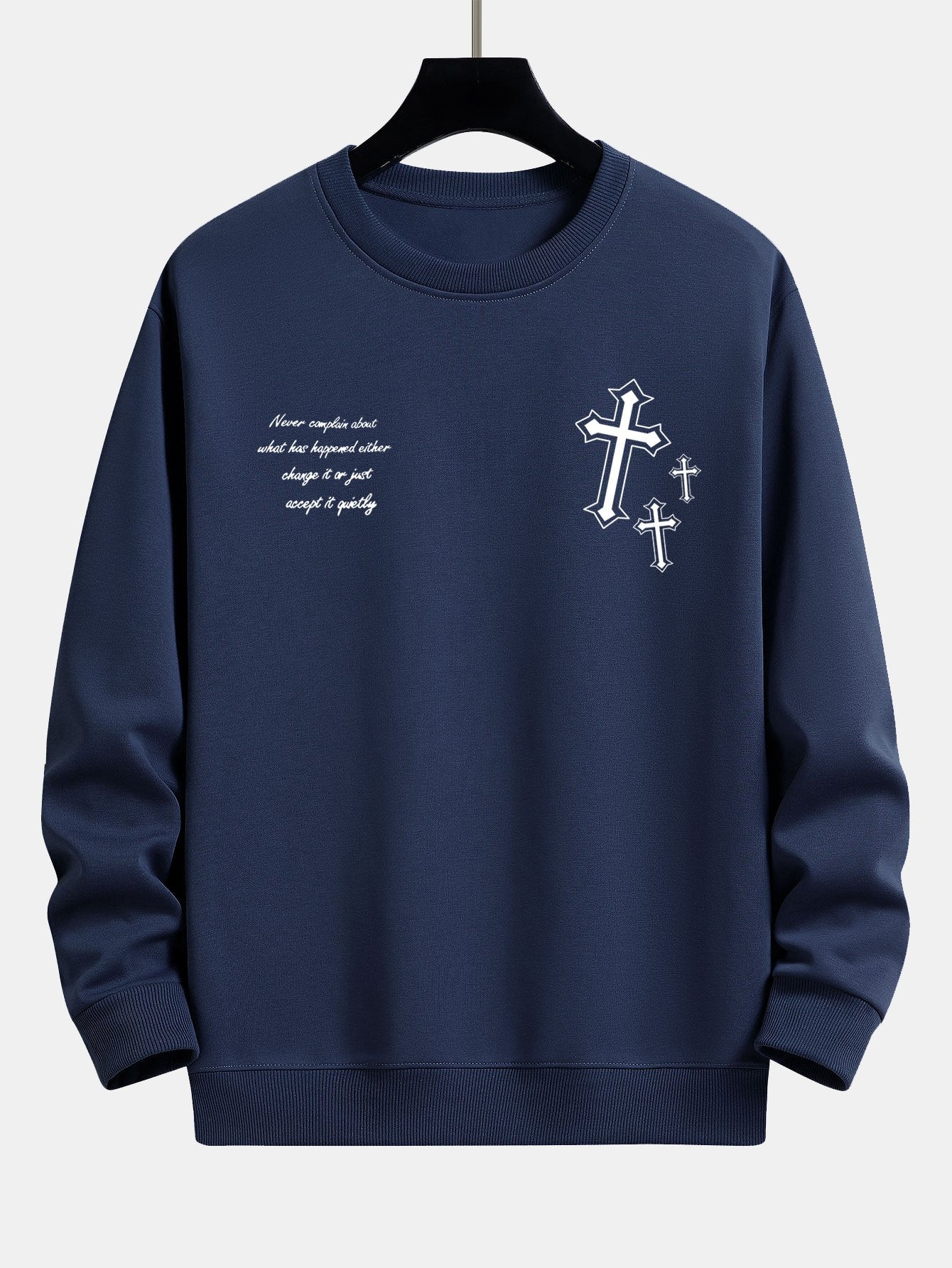 Cross Slogan Print Relax Fit Sweatshirt