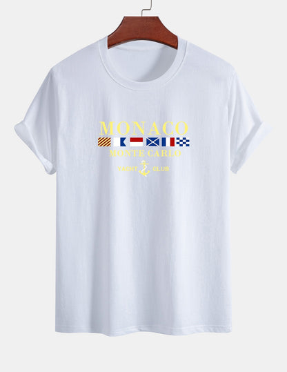 Regular Fit Monaco Slogan Print Cotton T-Shirt