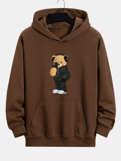 Fashion Bear Taking Photo Print Relax Fit Hoodie