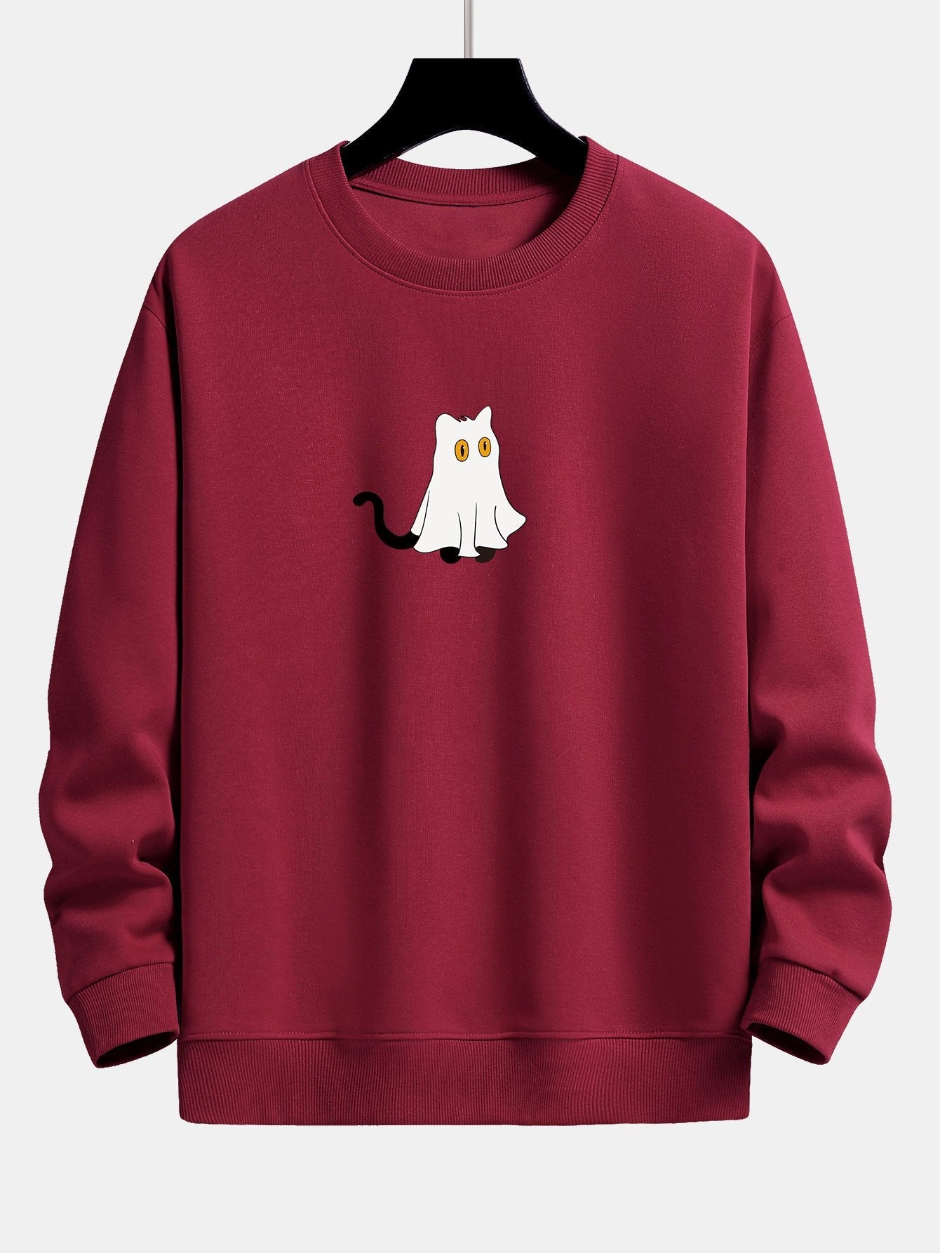 Cat Pretending To Be A Ghost Print Relax Fit Sweatshirt